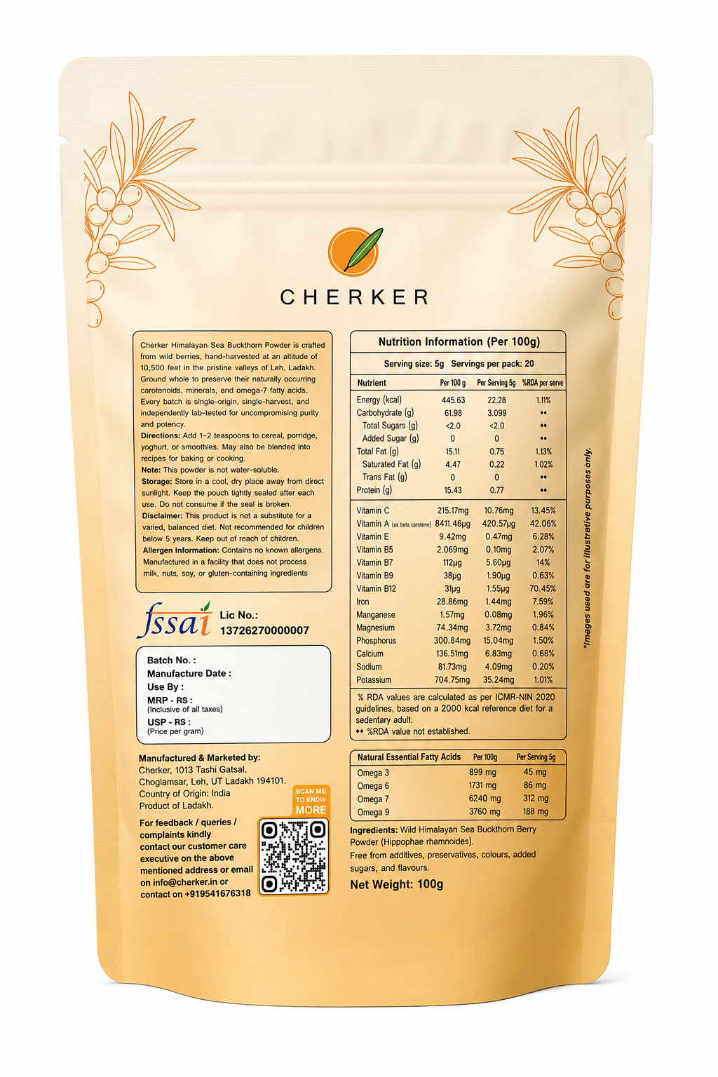 Himalayan Sea Buckthorn Powder – 100g